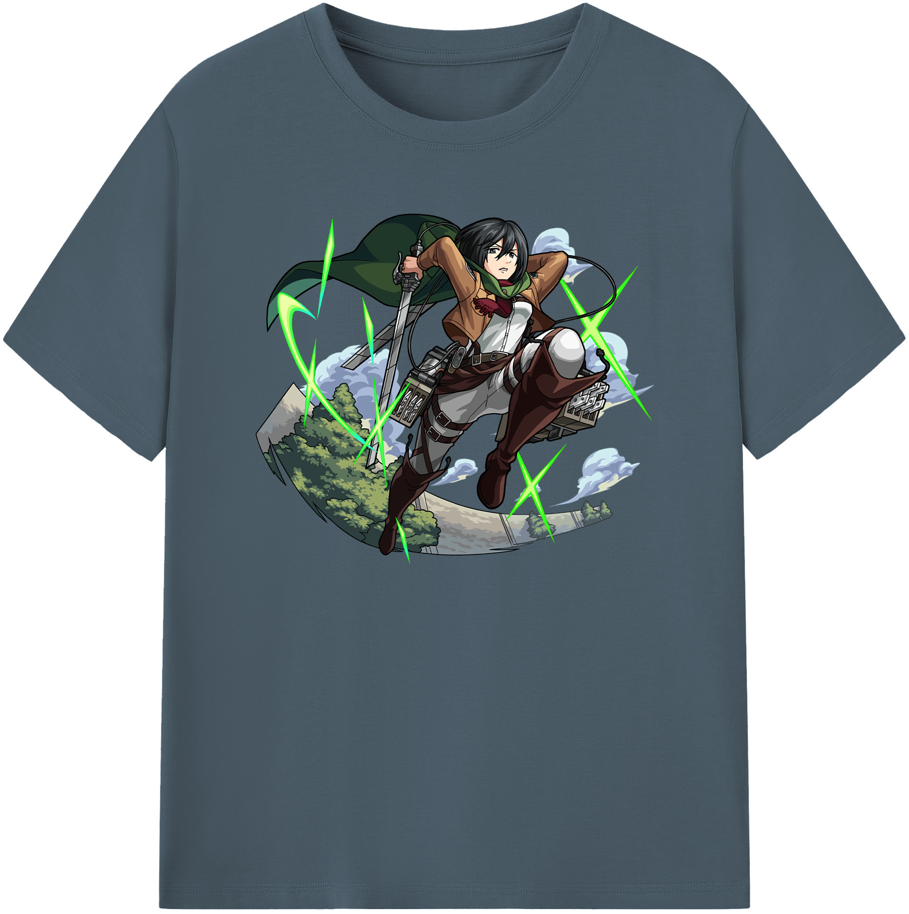 （画像用） 進撃の巨人 ミカサ·アッカーマン Attack on Titan Mikasa Ackerman 綿100％半袖Tシャツ（フロントプリント）